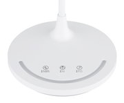 Weiße Tischleuchte mit Touch-Bedienfeld, Ansicht von oben