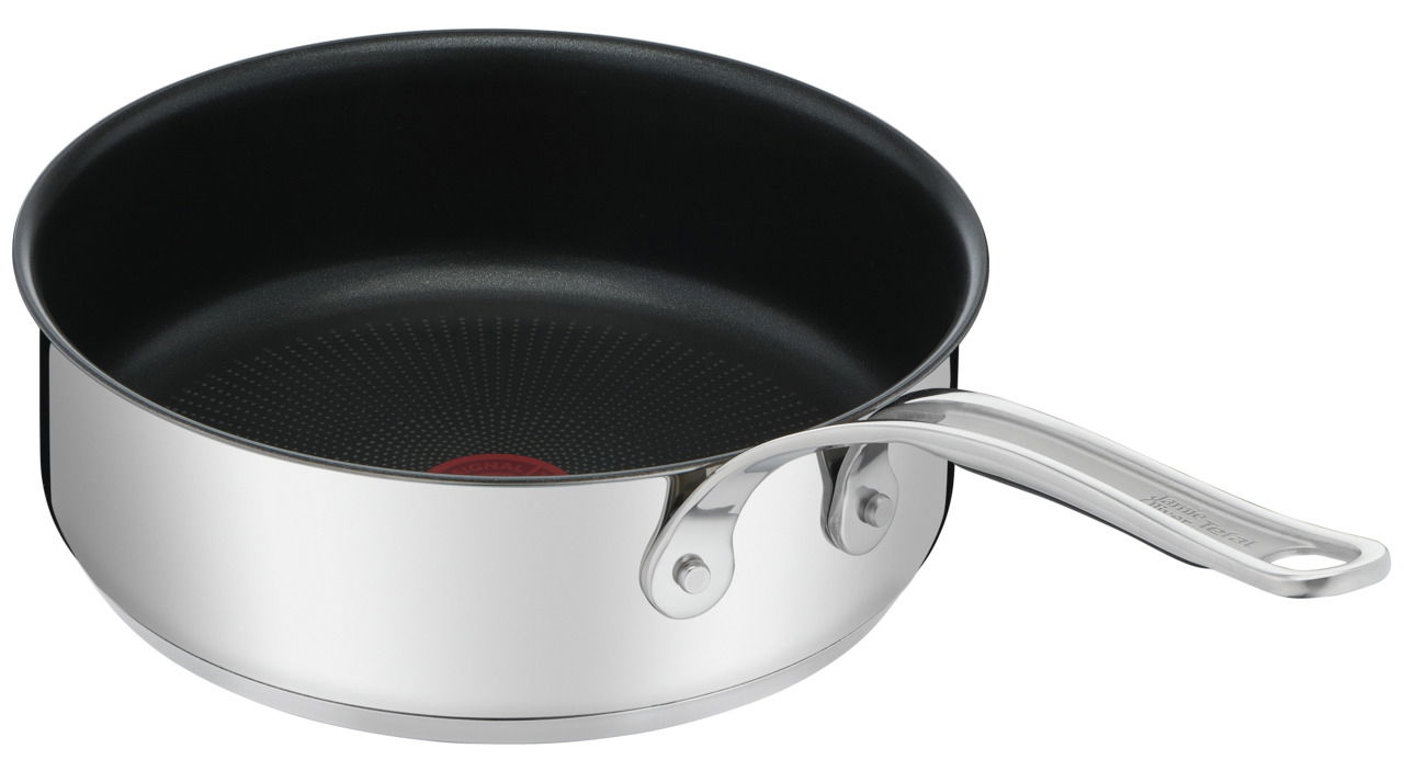 Schmorpfanne Jamie Oliver Cook aus Edelstahl mit Antihaftbeschichtung, seitliche Perspektive