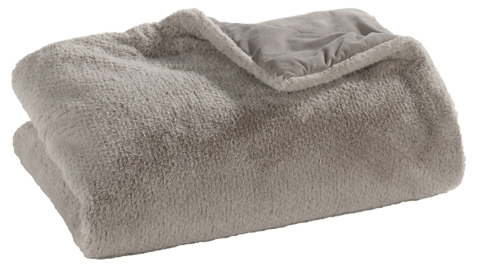 Linneweber Felldecke Weiche, graue Felldecke in gefalteter Perspektive, 150x200cm