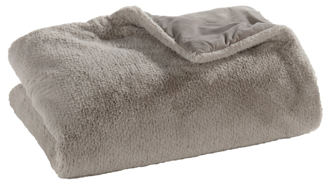 Linneweber Felldecke ca.150x200cm Weiche, graue Felldecke in gefalteter Perspektive, 150x200cm