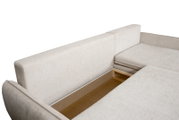 Beige Ecksofa mit Stauraum, Ansicht von oben
