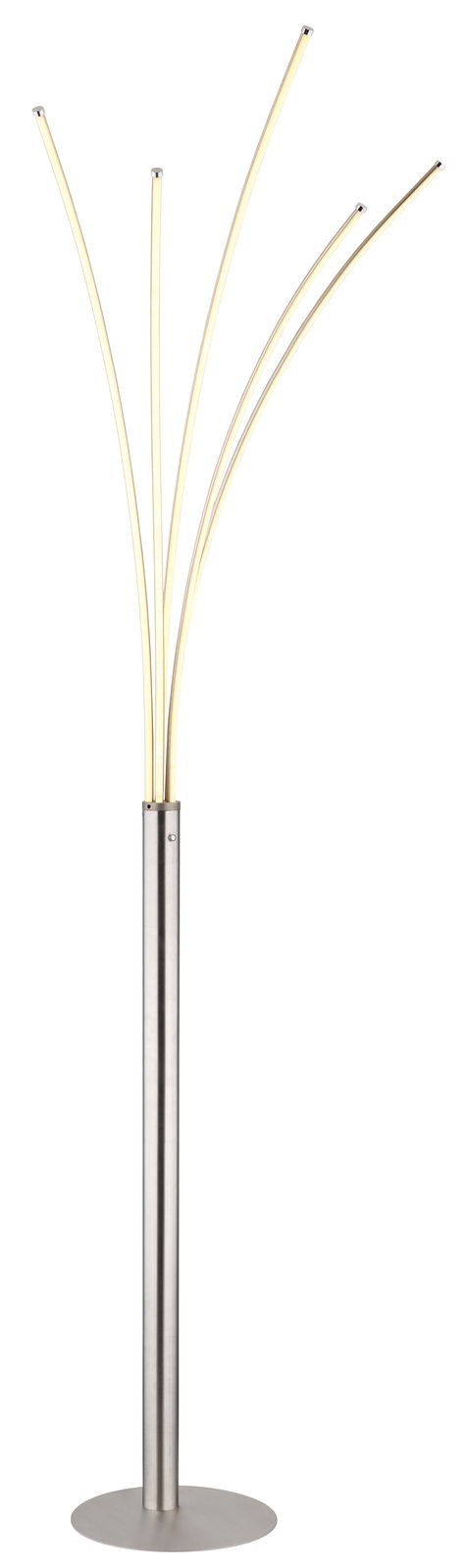 Moderne Stehleuchte BIZZY mit gebogenen Leuchtarmen aus Metall, seitliche Perspektive