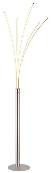 Moderne Stehleuchte BIZZY mit gebogenen Leuchtarmen aus Metall, seitliche Perspektive