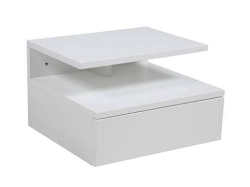 Z2 Nachttisch ASHLAN Moderner weißer Nachttisch mit schwebendem Design, seitliche Perspektive