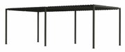 Metalen pergola-uitbreiding met lamellen, zijaanzicht