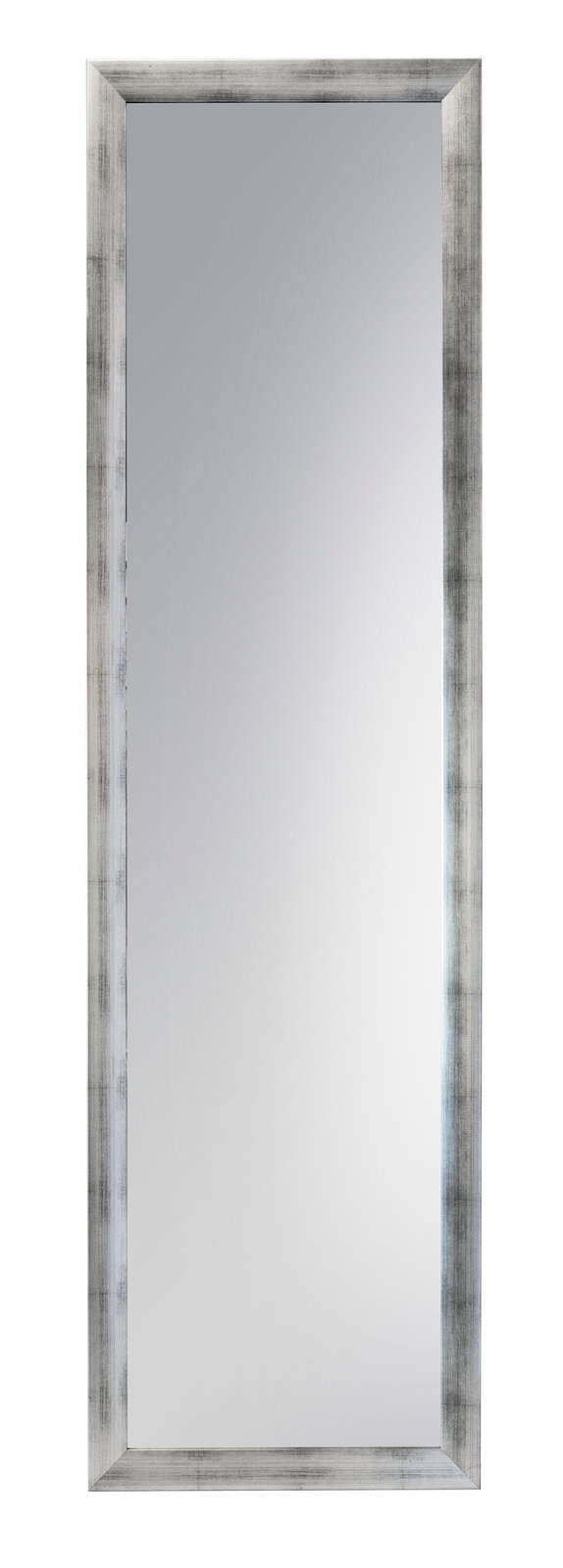 Standspiegel mit silbernem Rahmen, frontal fotografiert