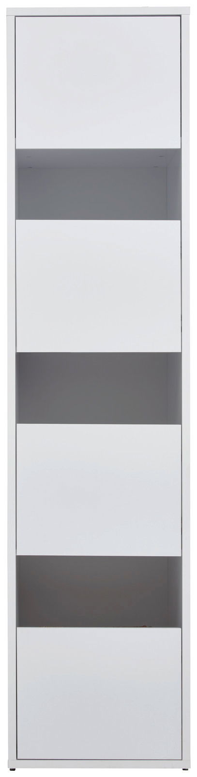 Moderner weißer Wäscheschrank mit vier offenen Fächern, Frontalansicht