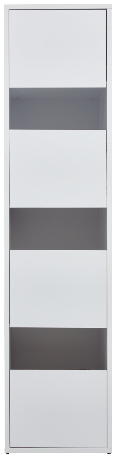 Moderner weißer Wäscheschrank mit vier offenen Fächern, Frontalansicht