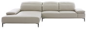 Beige Longchairkombination aus Leder mit linker Armlehne, frontal betrachtet.