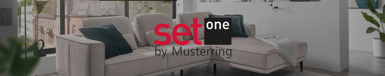 Das Bild zeigt ein modernes Sofa und das Logo