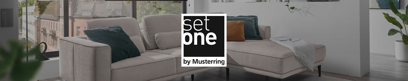 Das Bild zeigt ein modernes Sofa und das Logo