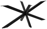 Schwarzes Metallgestell eines Esstisches in sternförmigem Design, seitliche Perspektive