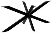 Schwarzes Metallgestell eines Esstisches in sternförmigem Design, seitliche Perspektive