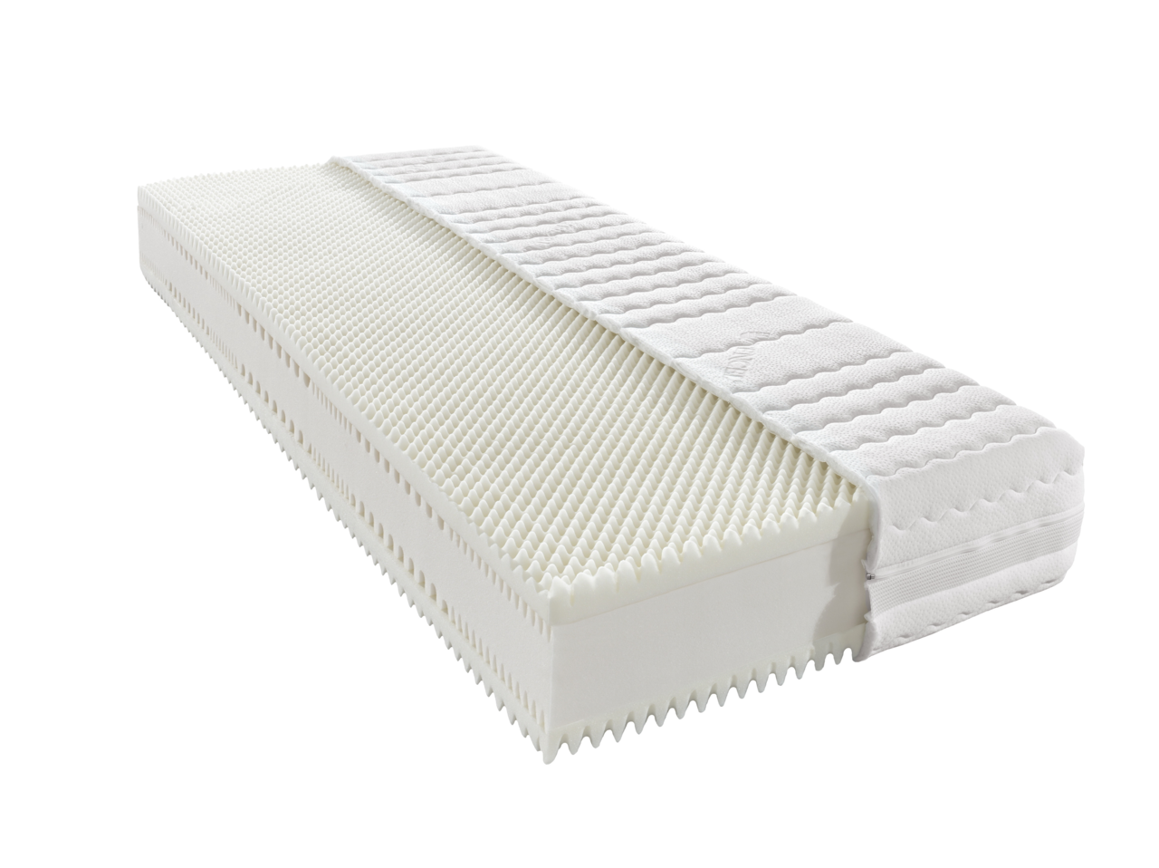 Komfortschaummatratze H2 mit strukturierter Oberfläche, seitliche Perspektive