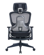 Ergonomischer Drehstuhl mit Netzrückenlehne und Kopfstütze, Ansicht von hinten