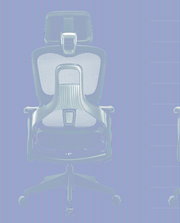 Ergonomischer Drehstuhl mit Netzrückenlehne und Kopfstütze, Ansicht von hinten