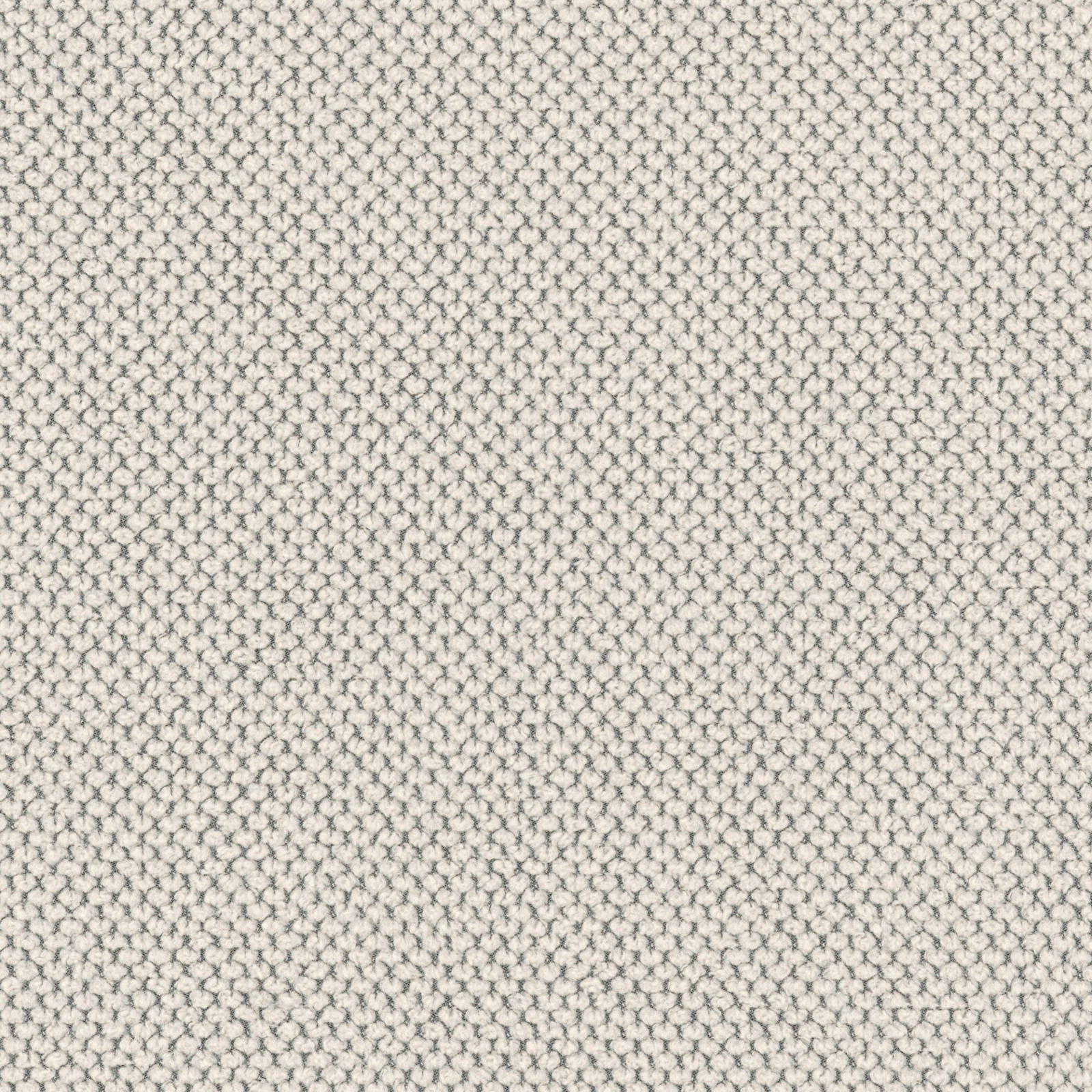 Nahaufnahme eines hellgrauen Stoffmusters mit grober Webstruktur, Draufsicht