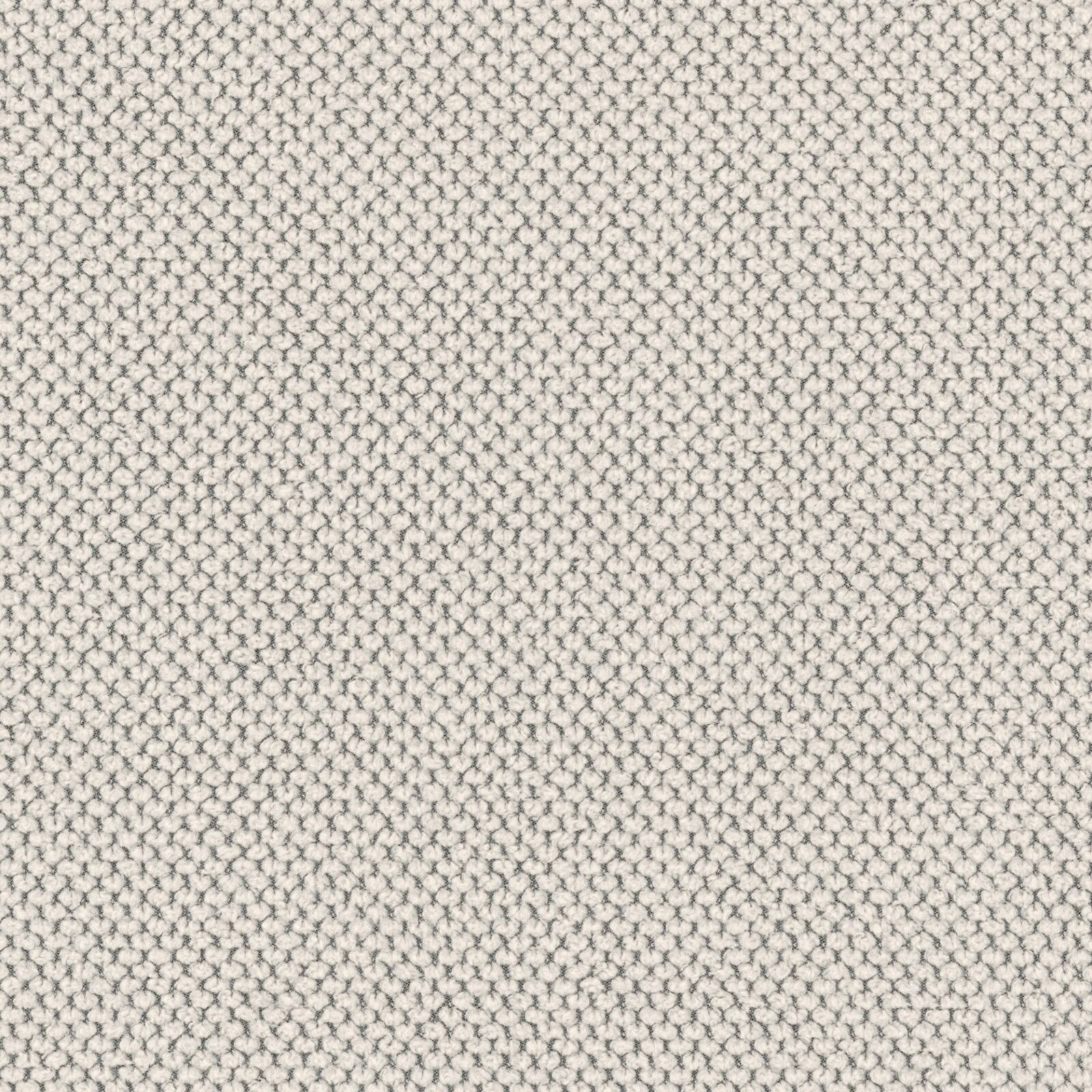 Nahaufnahme eines hellgrauen Stoffmusters mit grober Webstruktur, Draufsicht
