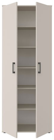 XL-Schuhschrank mit offenen Türen, frontale Ansicht, mehrere Regalböden sichtbar