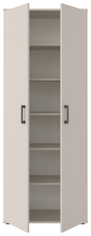 XL-Schuhschrank mit offenen Türen, frontale Ansicht, mehrere Regalböden sichtbar