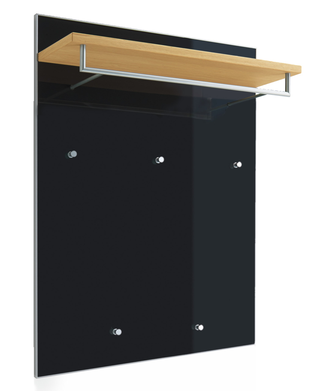 VOSS Garderobenpaneel SANTINA Garderobenpaneel mit schwarzer Rückwand und Holzablage, seitliche Perspektive
