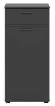 Schwarzer Schuhschrank mit zwei Schubladen, Frontalansicht