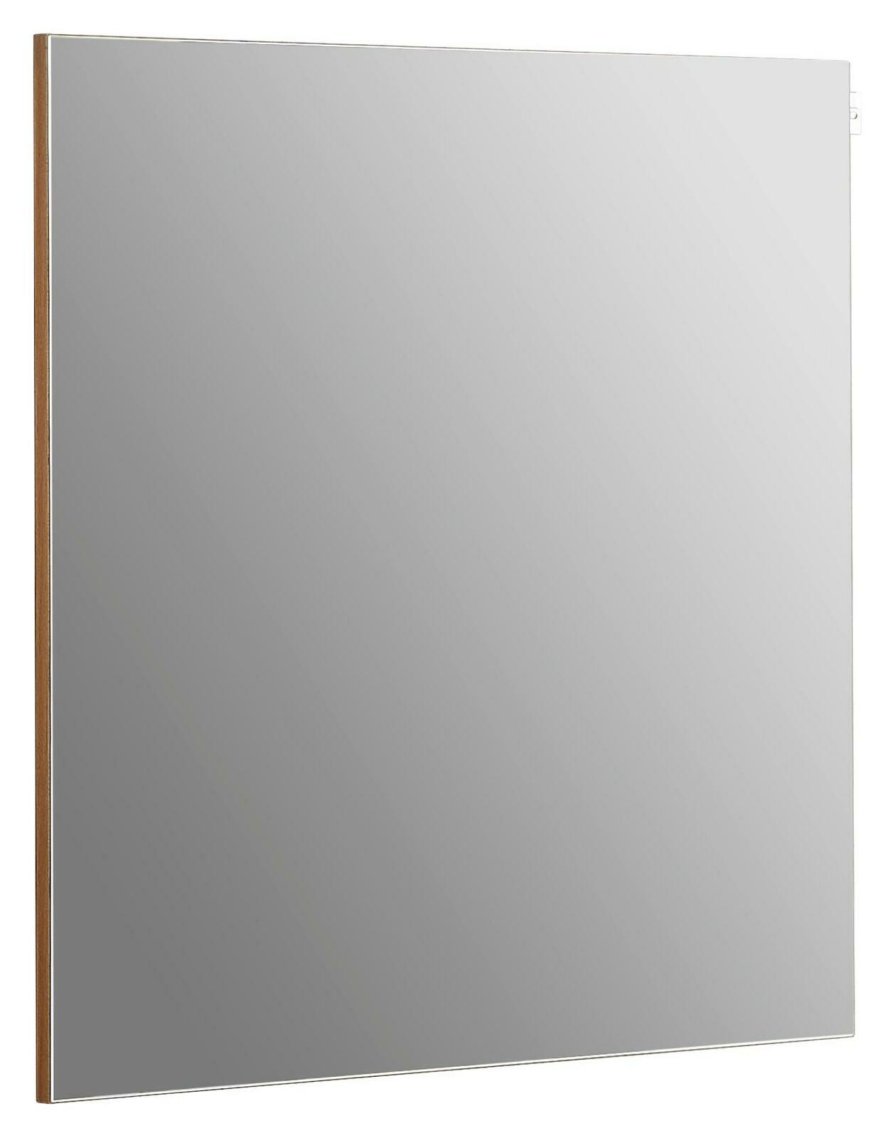 Moderner rechteckiger Spiegel mit Holzrahmen, seitliche Perspektive