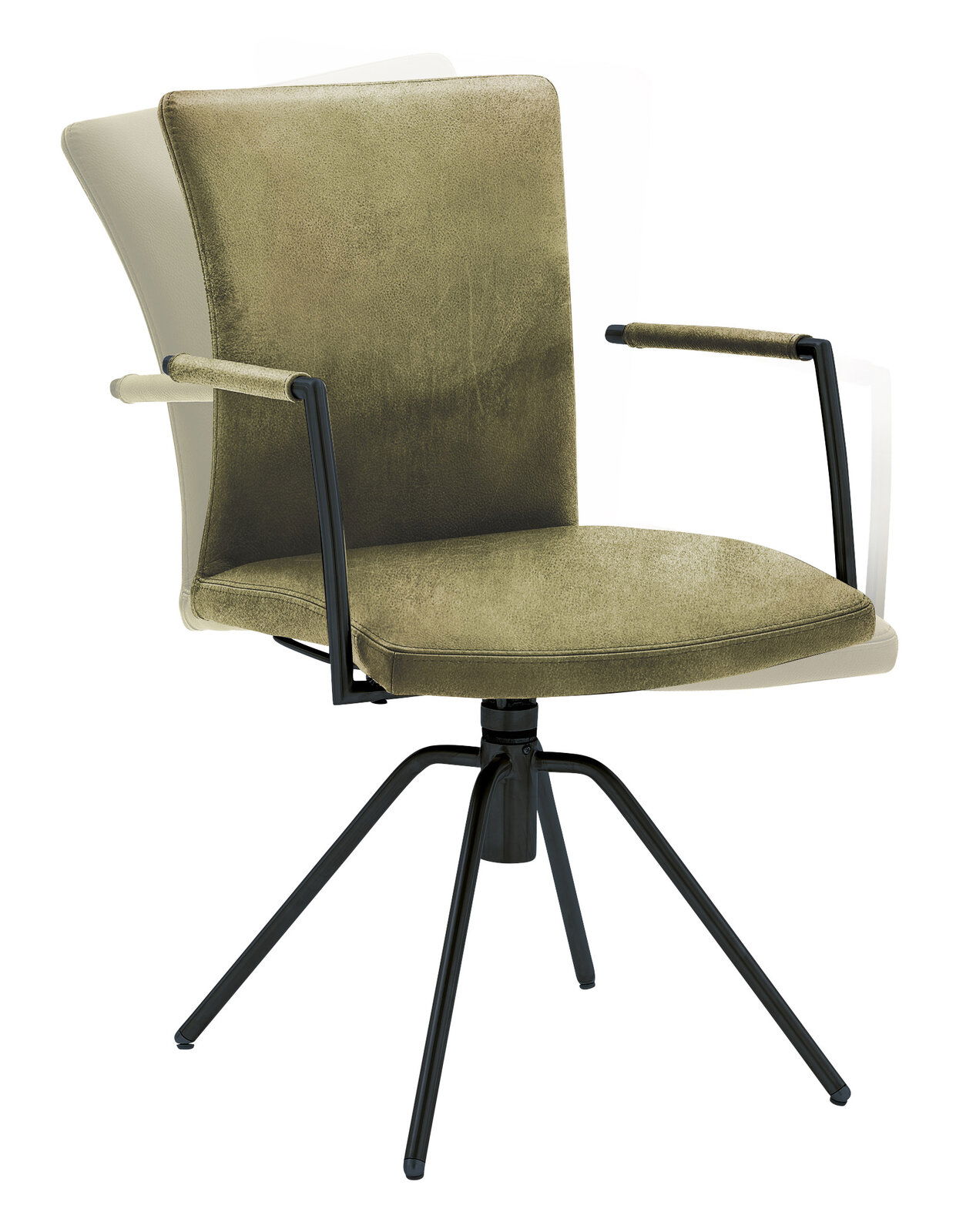 Musterring Sessel MR HELMOND Moderner grüner Sessel mit schwarzem Metallgestell, Vorderansicht