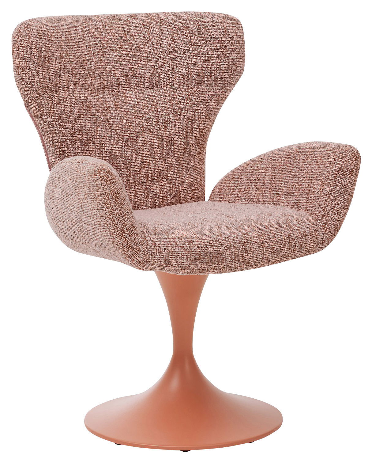 Musterring Armlehnstuhl MR JUSTB! Moderner Armlehnstuhl mit rosa Stoffbezug und drehbarem Fuß, seitliche Perspektive