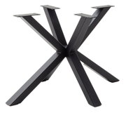 Schwarzes, modernes Tischgestell aus Metall in X-Form, seitliche Perspektive