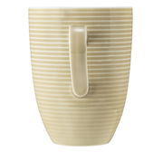 Becher mit Henkel, beige, mit horizontalen Rillen, Seitenansicht