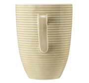 Becher mit Henkel, beige, mit horizontalen Rillen, Seitenansicht