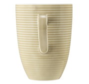 Beker met oor, beige, met horizontale groeven, zijaanzicht