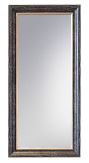 Rechteckiger Spiegel mit einem dunklen, strukturierten Holzrahmen, frontal abgebildet.