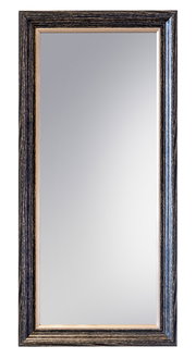 Rechteckiger Spiegel mit einem dunklen, strukturierten Holzrahmen, frontal abgebildet.