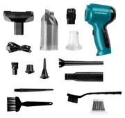 Accu-cycloon-handstofzuiger met accessoires, zijaanzicht