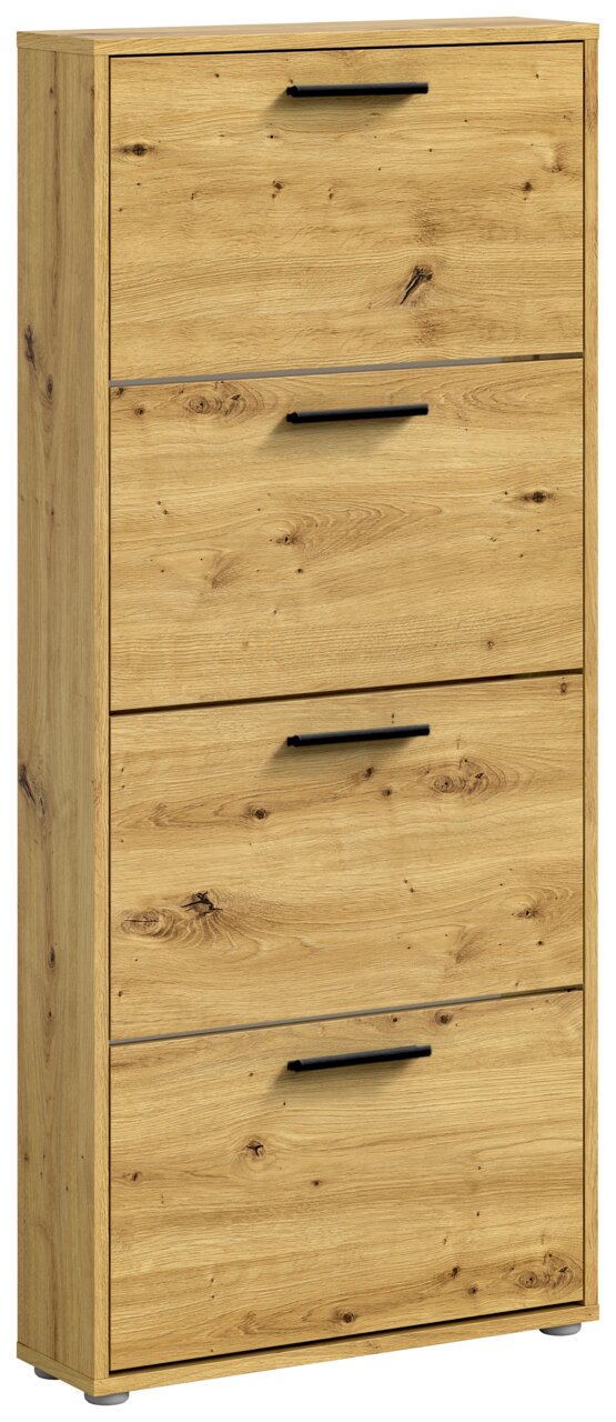 Schuhkipper aus Holz mit vier Klappen, Frontansicht