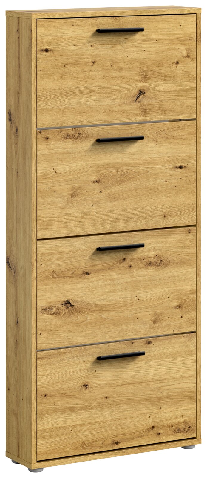 Houten schoenenrek met vier kleppen, vooraanzicht