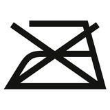 Symbol für nicht bügeln, schwarze Linien auf weißem Hintergrund, Frontalansicht