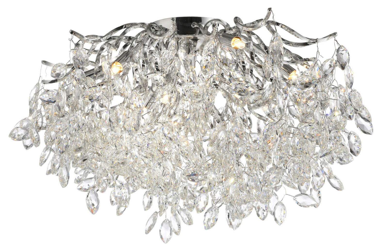 Elegante Deckenleuchte RICICLE von Paul Neuhaus mit funkelnden Kristallen, seitliche Perspektive