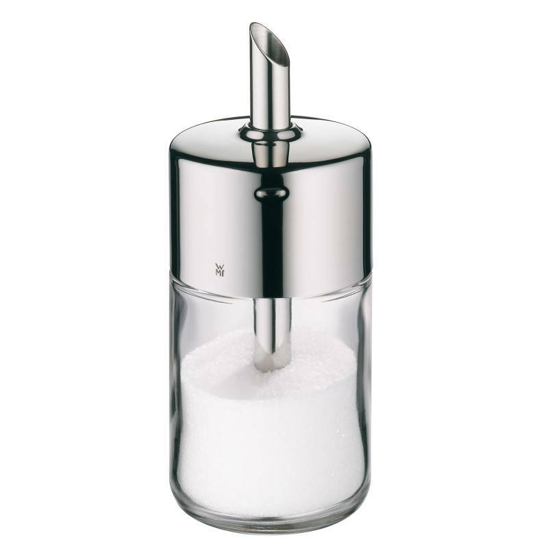 Zuckerdosierer BARISTA aus Glas und Edelstahl, seitliche Ansicht