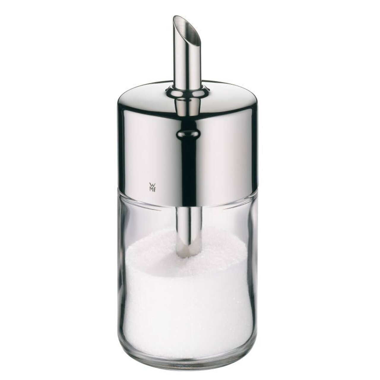 Zuckerdosierer BARISTA aus Glas und Edelstahl, seitliche Ansicht