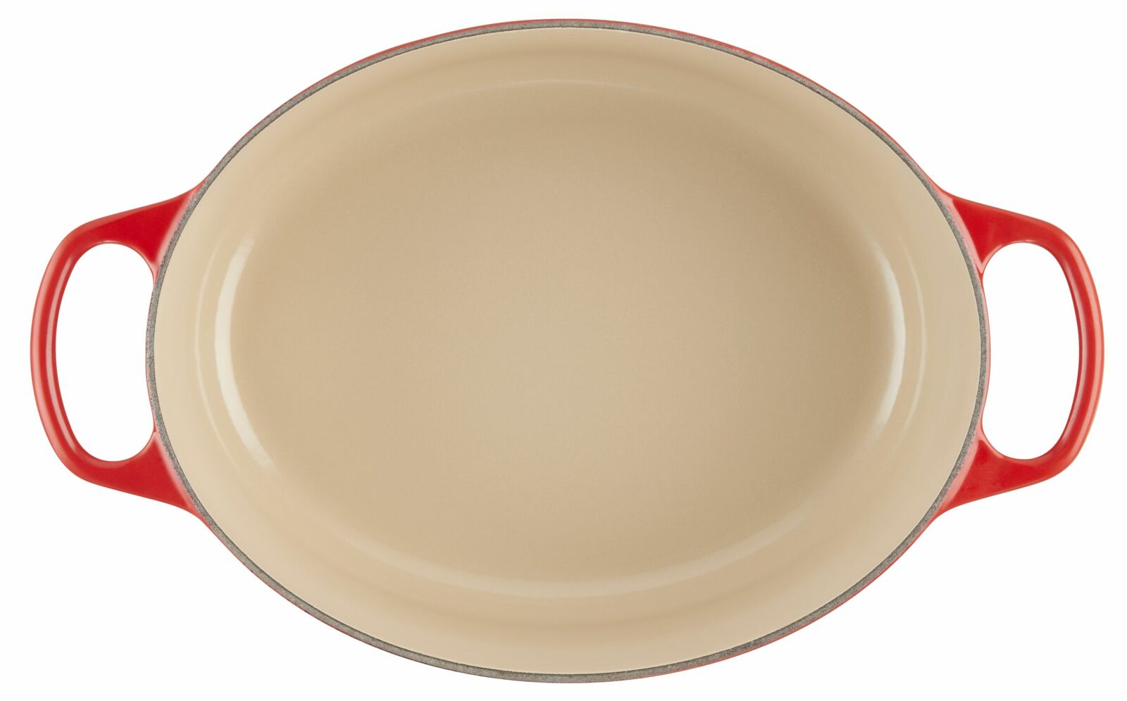 Ovaler Bräter in Kirschrot, Draufsicht