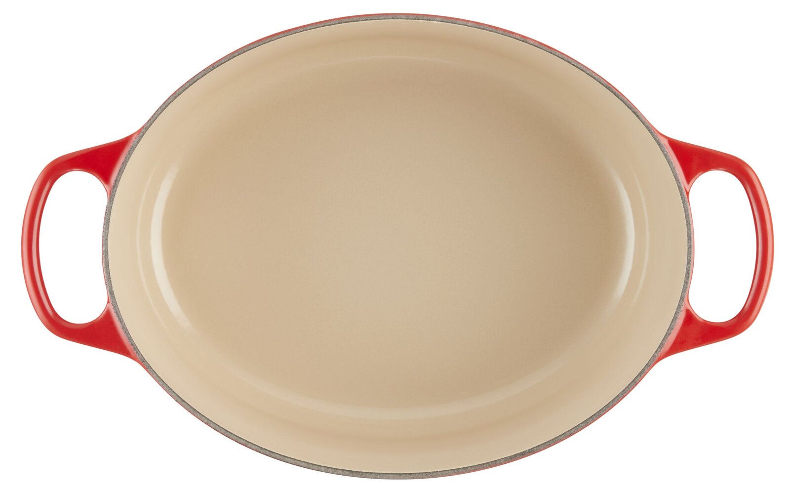 Ovaler Bräter in Kirschrot, Draufsicht