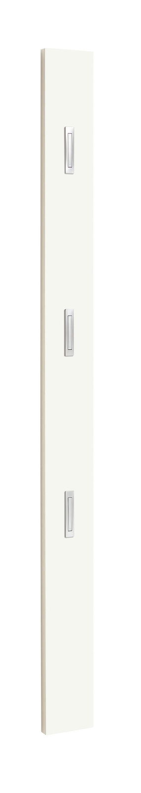 VOSS Garderobenleiste V100 Weiße Garderobenleiste mit drei Haken, seitliche Perspektive