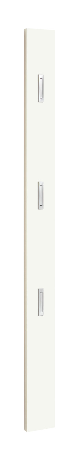 VOSS Garderobenleiste V100 Weiße Garderobenleiste mit drei Haken, seitliche Perspektive