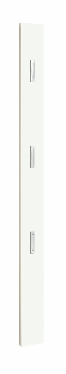 VOSS Garderobenleiste V100 Weiße Garderobenleiste mit drei Haken, seitliche Perspektive