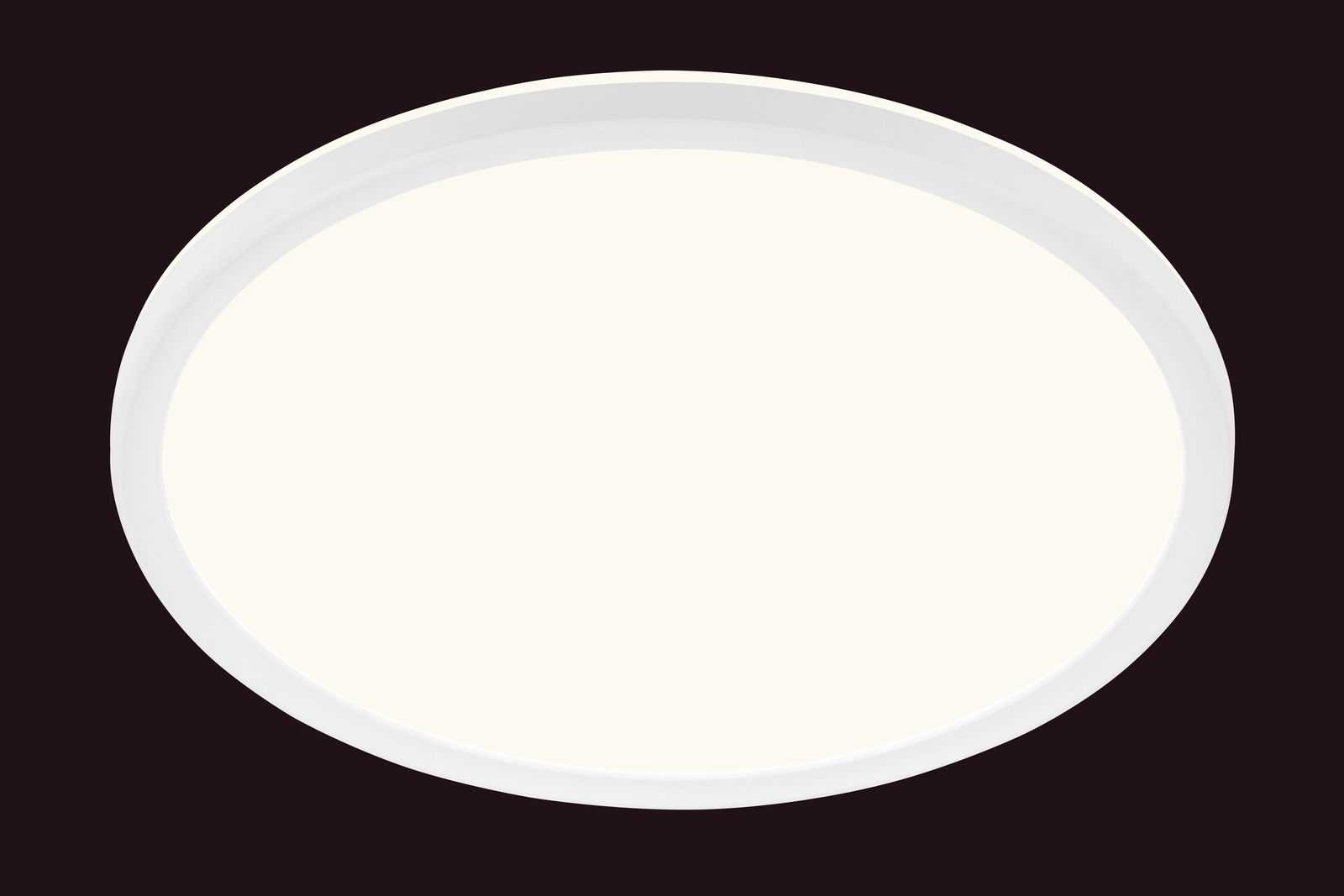 Runde LED-Deckenleuchte in Weiß, Ansicht von unten