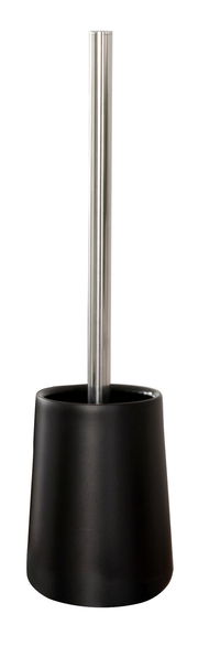 Schwarze WC-Bürste Kira mit Edelstahlgriff, frontal abgebildet