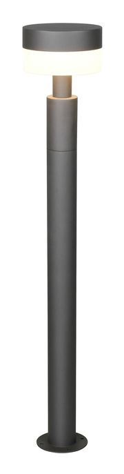 Moderne LED-Wegeleuchte in zylindrischer Form, seitliche Perspektive